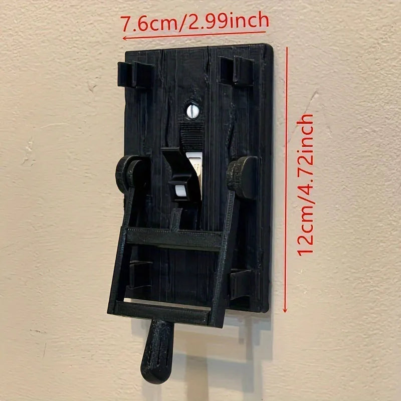 Retro-style decorative wall switch plate with mechanical switch, shown in white PLA material.