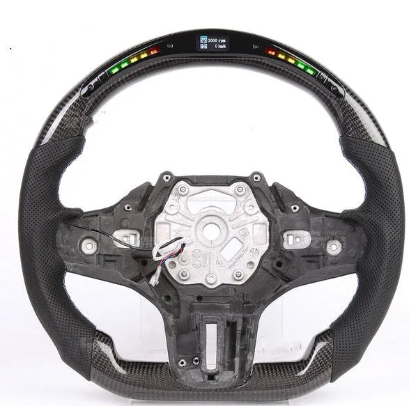Black carbon fibre BMW steering wheel with LED display and heating for X3 X5 models