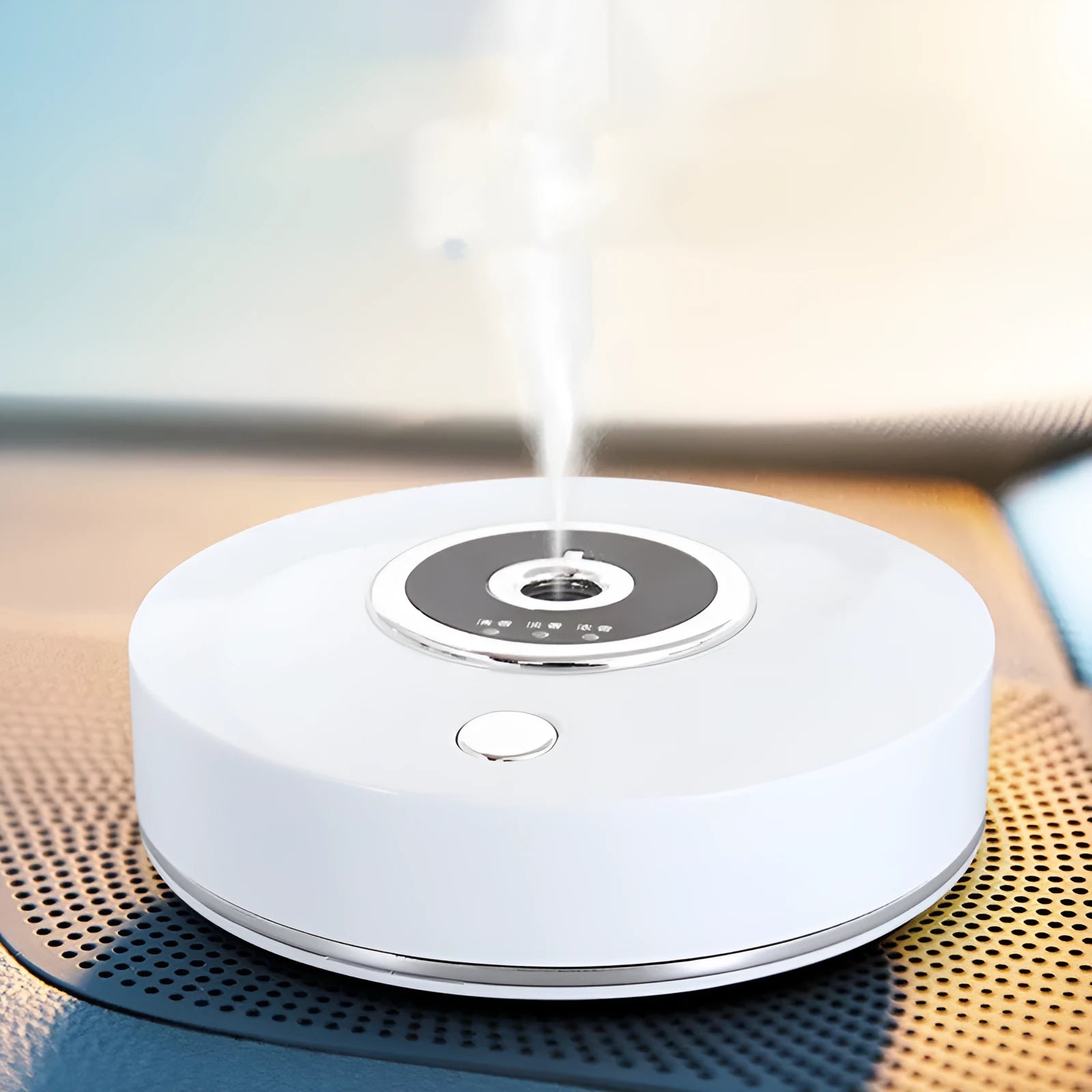 Vehicle mounted car perfume diffuser with USB cable and anti-slip pad in black, grey or white colour options