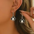 Silver retro fashion earrings for women with electroplated finish
