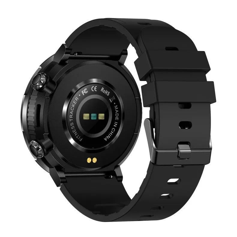 T30 Smart Watch in black on wrist showing display with heart rate and time