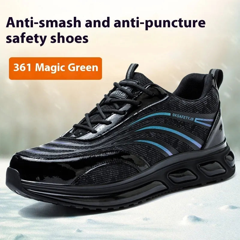 Orange labour protection safety shoes with leather uppers and rubber soles for industrial work