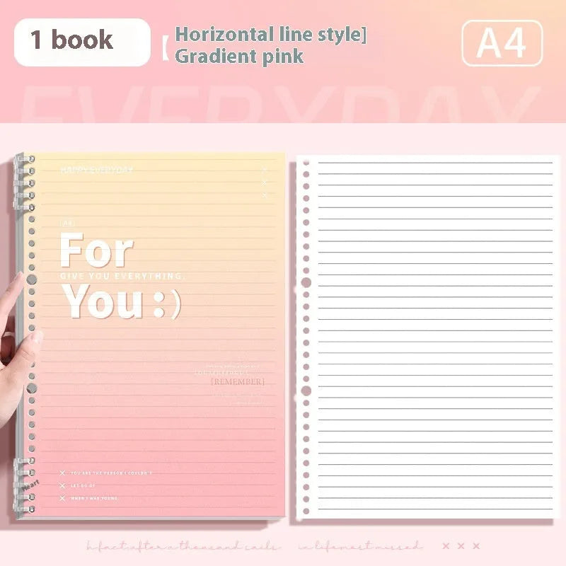 Gradient colour removable coil notebook with PP cover in blue, pink, green and purple options