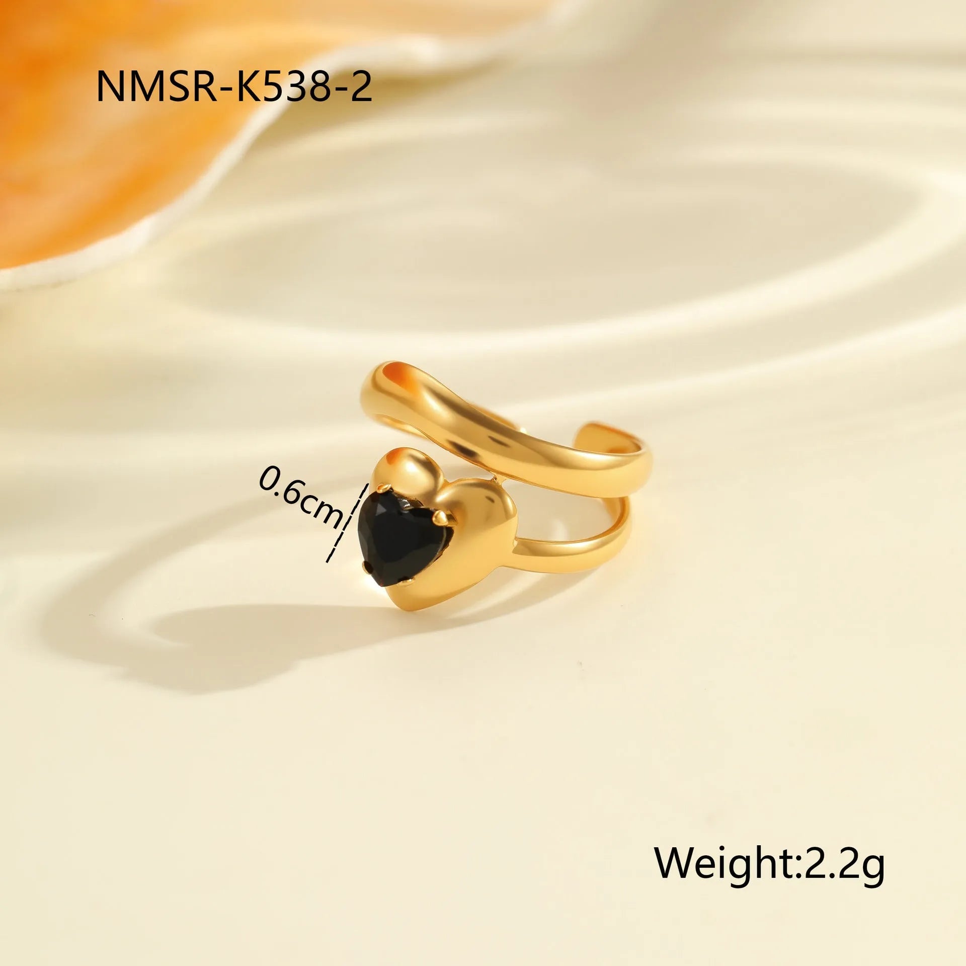 Geometric open mouth women's ring with zircon inlay made from silver-toned electroplated stainless steel.