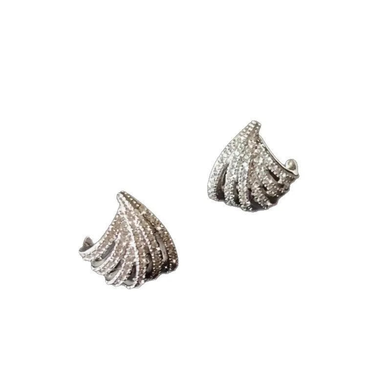 Platinum plated geometric line design zircon earrings for women in European American style