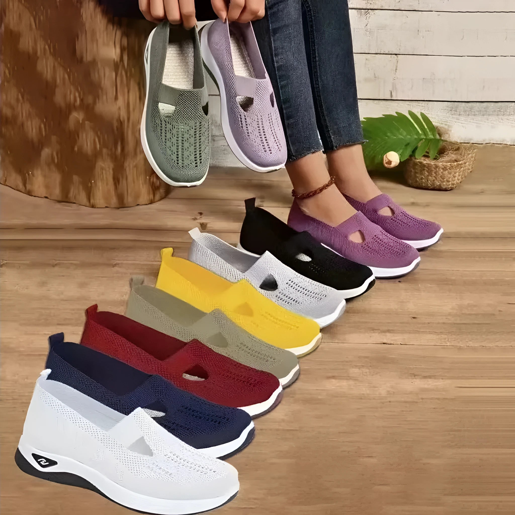 Women's casual mesh shoes with T-shaped shoulder strap and soft PVC sole in multiple colours