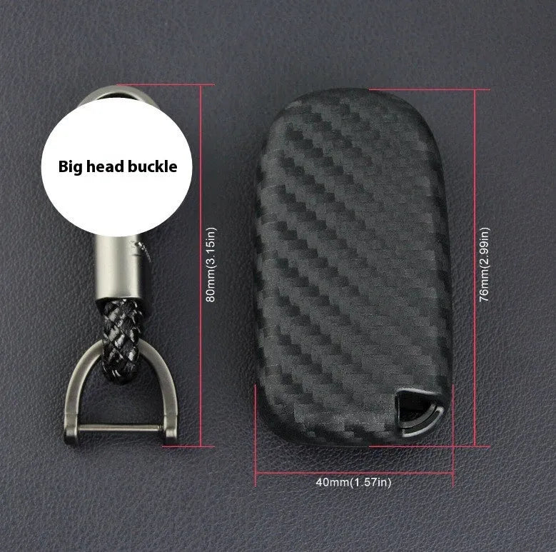 Silicone key protection case for Dodge Chrysler Fiat remote keys in carbon fibre design