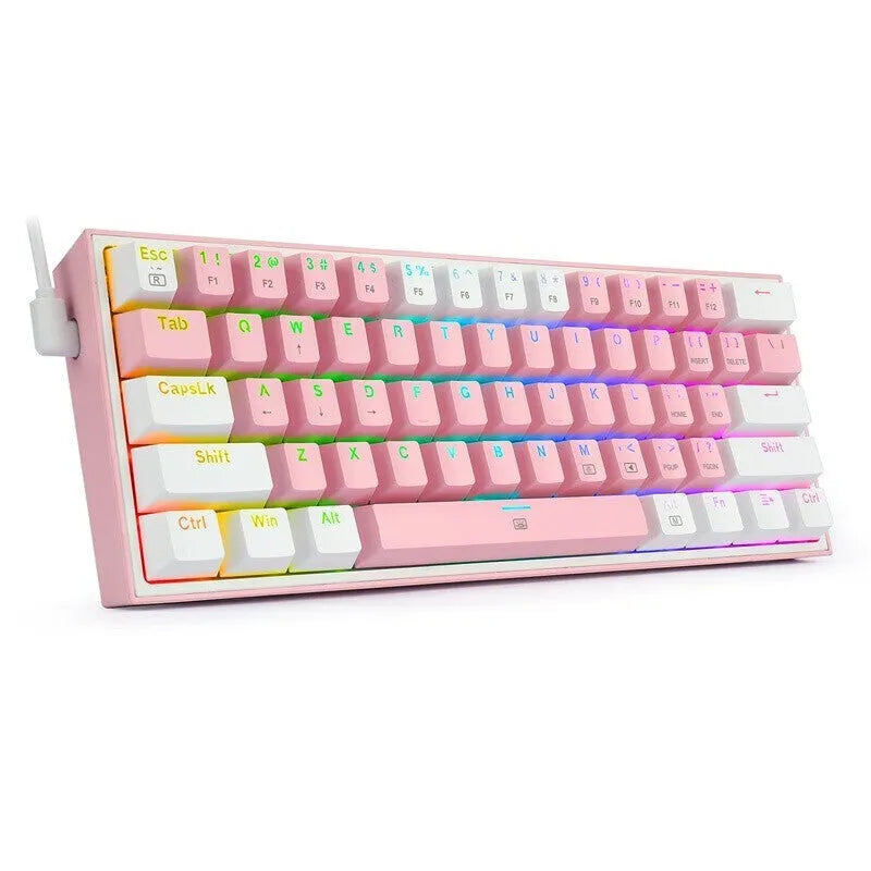 K617 wired mechanical keyboard with RGB backlighting and white pink dual-colour keycaps