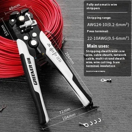 Automatic wire stripping pliers tool for electricians with steel construction