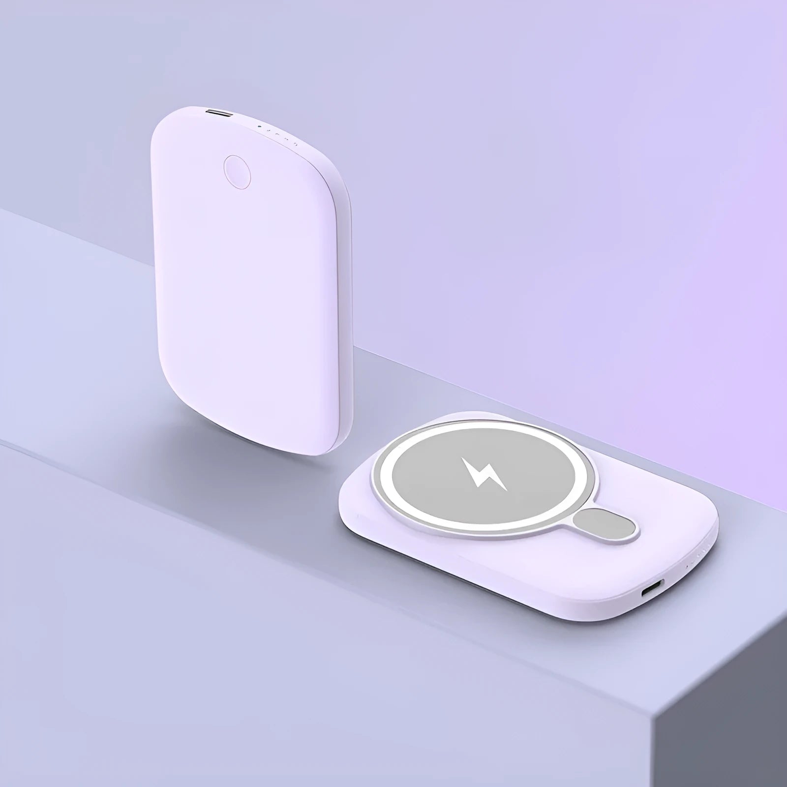 MagSafe magnetic wireless power bank in Barbie Pink colour with plastic casing showing dimensions