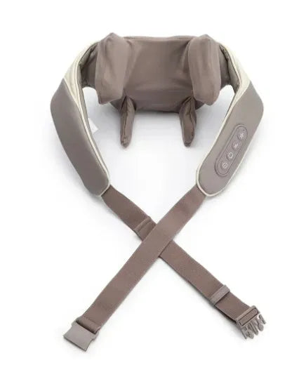 Creamy white rechargeable shoulder and neck massager with 7.4V motor
