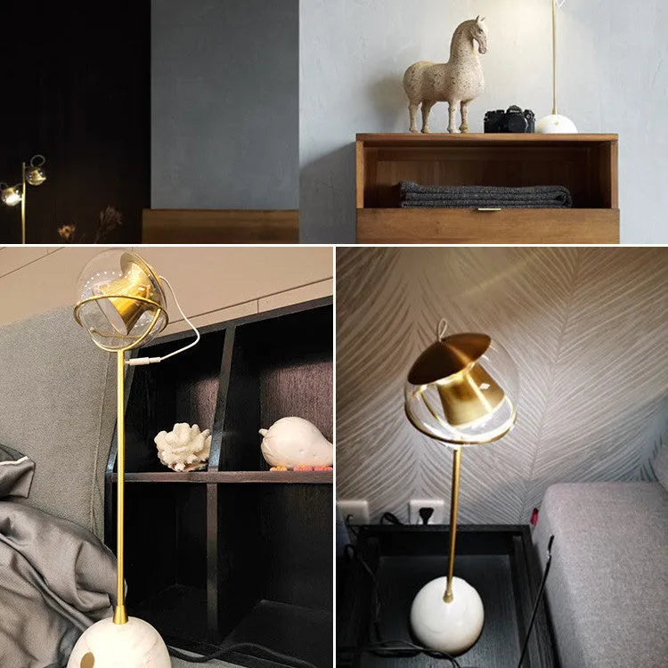 Modern glass lampshade desk lamp with touch dimmer switch showing adjustable 6W-10W power settings