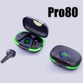 Wireless Bluetooth headset earbuds PRO60 black with noise cancellation and power display