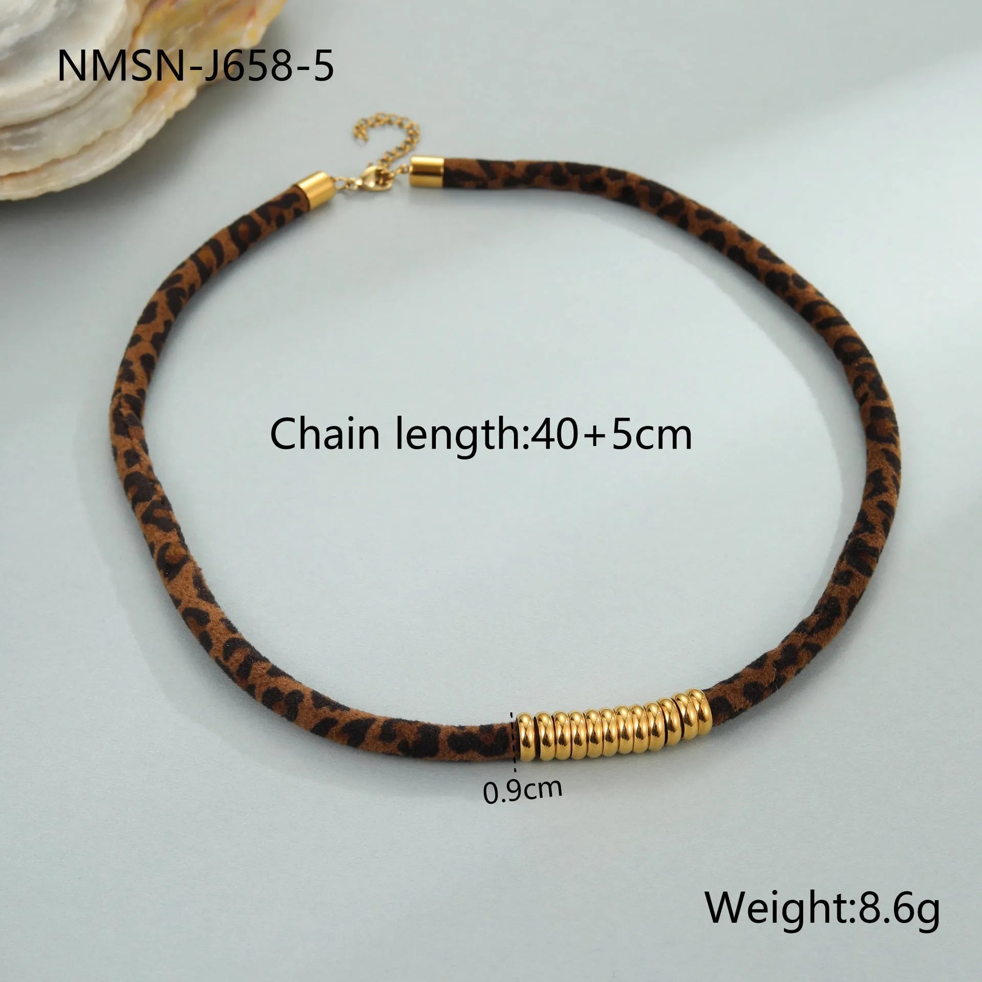 Geometric leopard pendant stainless steel necklace with gold electroplating on regular chain