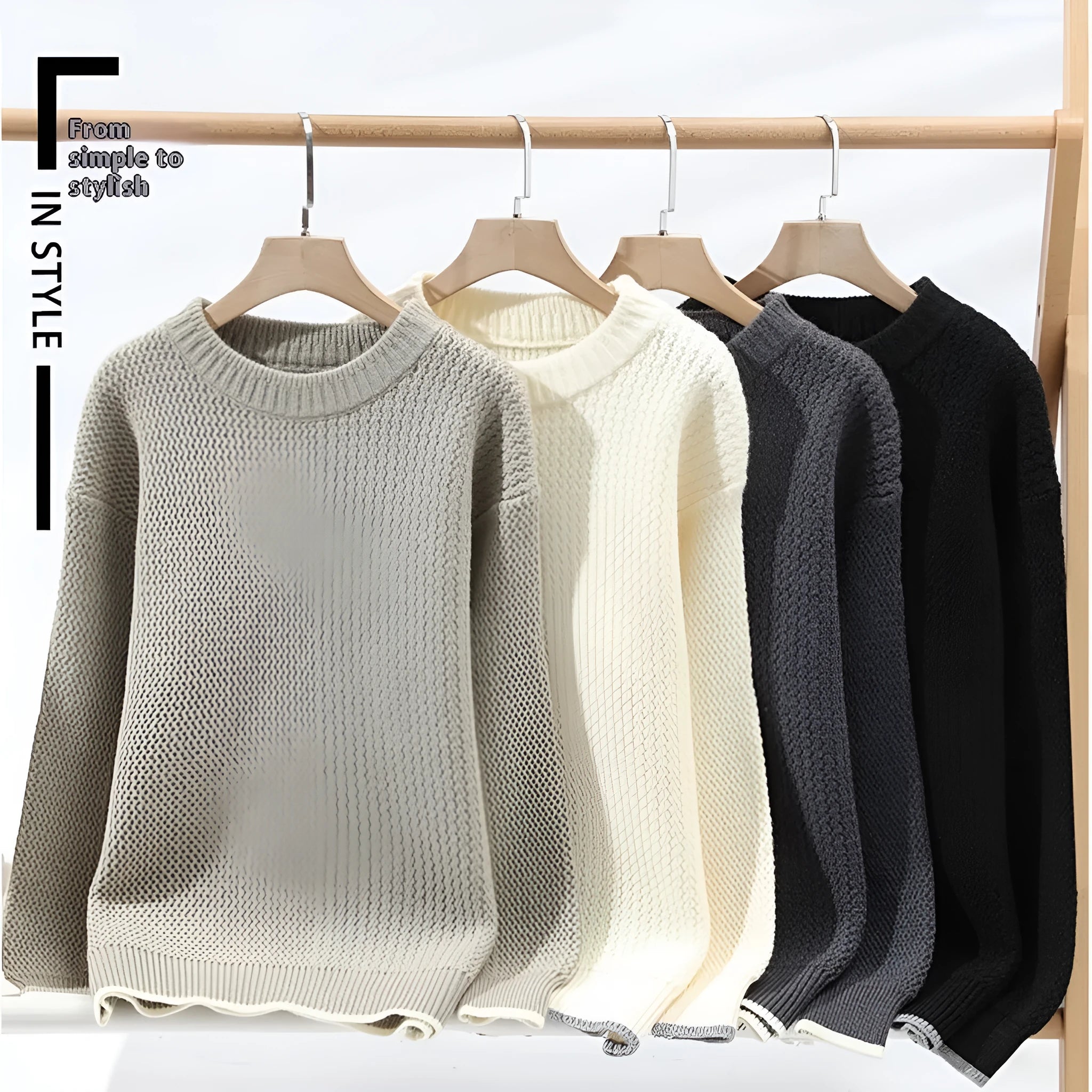 Men's loose fit chemical fibre blend sweater in grey colour showing round neck and long sleeve design