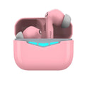 True wireless gaming Bluetooth headset earbuds in charging case with silicone ear tips.