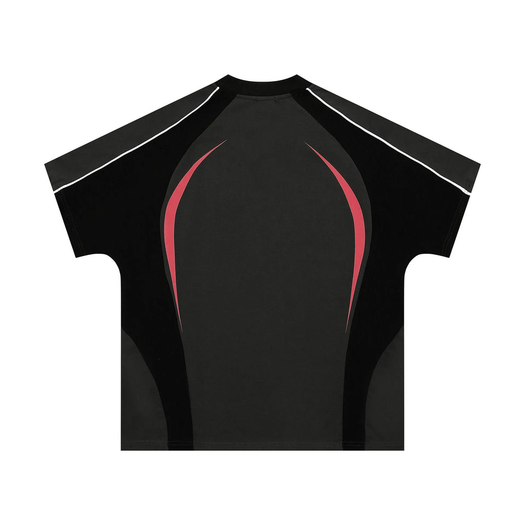 Men's loose fit black t-shirt with printed letters design, short sleeve polyester top