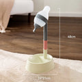 Grey adjustable height pet water dispenser bowl on a stand with a drinking nozzle