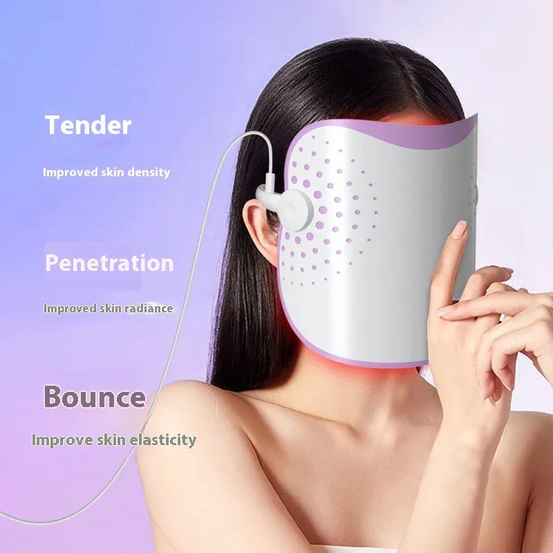 White and purple photon IPL beauty mask device with 15W plug-in power for home use