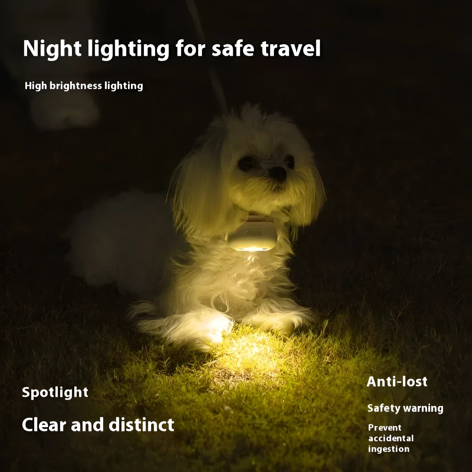 Pet luminous collar with hanging lamp ring in four colour options showing printed pattern designs