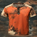 Orange printed hip hop men's short sleeve t-shirt with pullover style made of polyester fiber