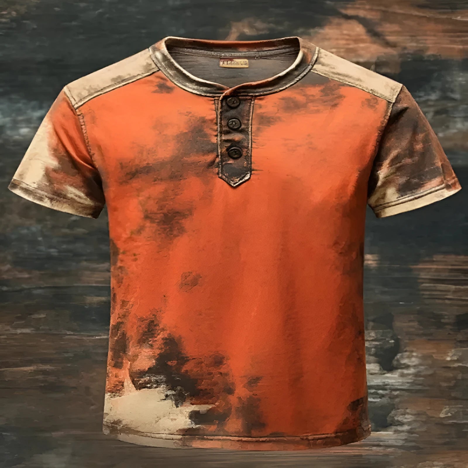 Orange printed hip hop men's short sleeve t-shirt with pullover style made of polyester fiber