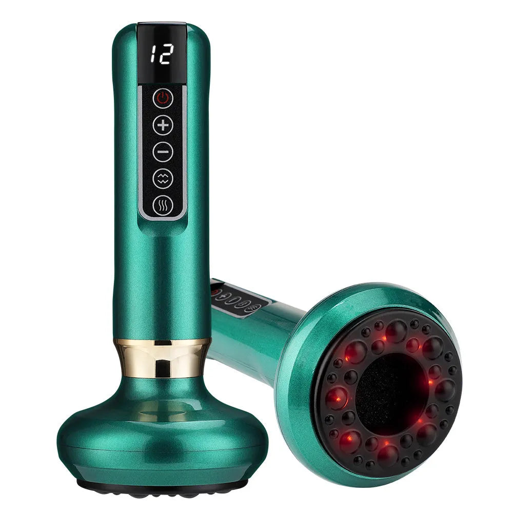 Green electric vacuum cupping gua sha massager with USB charger