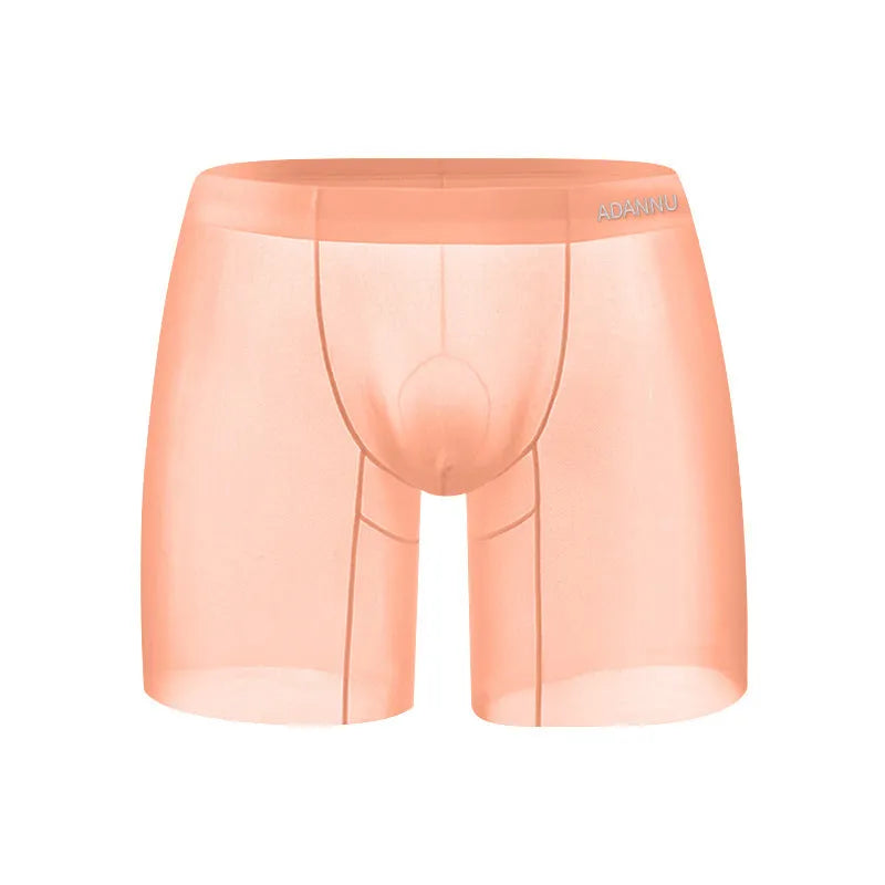 Men's low-rise boxers in orange nylon ice silk fabric