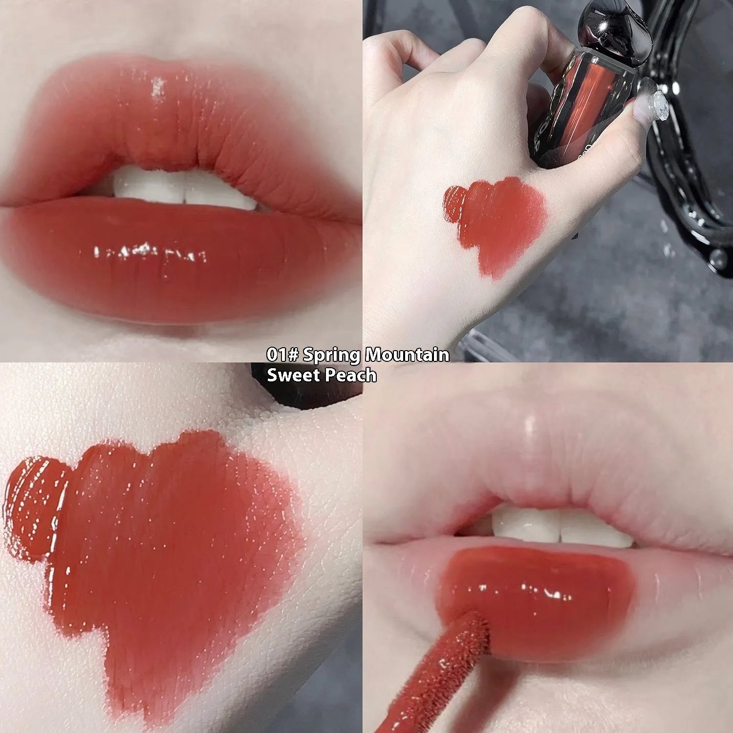Glacier Lava Lip Lacquer mirror makeup in water-light finish with seven colour options