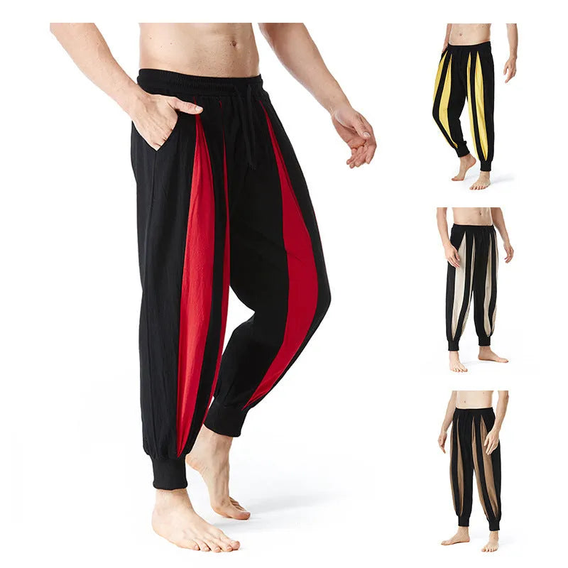 Men's straight leg casual trousers in brown, khaki, red or yellow colours with spring styling