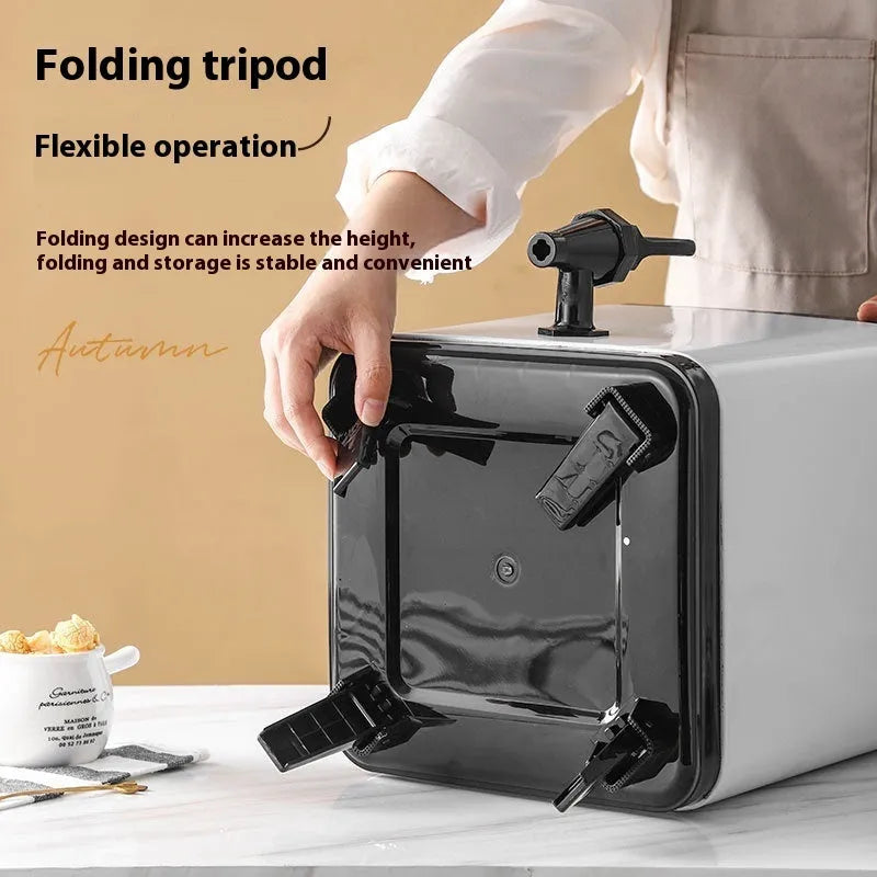 Silver stainless steel milk tea bucket with square lock insulation barrel, 8-litre capacity