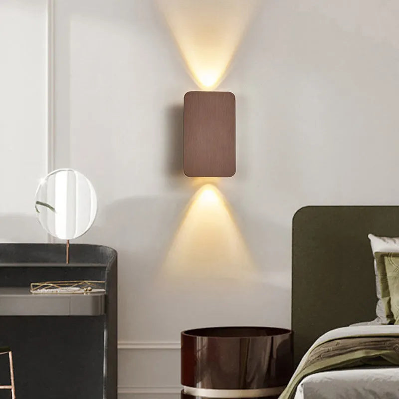 Modern minimalist LED wall lamp in black finish with three light colour options