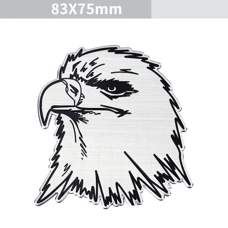 Aluminium metal sticker for car body featuring lion, eagle, and tiger design options.