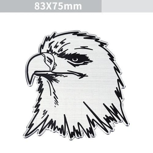 Aluminium metal sticker for car body featuring lion, eagle, and tiger design options.