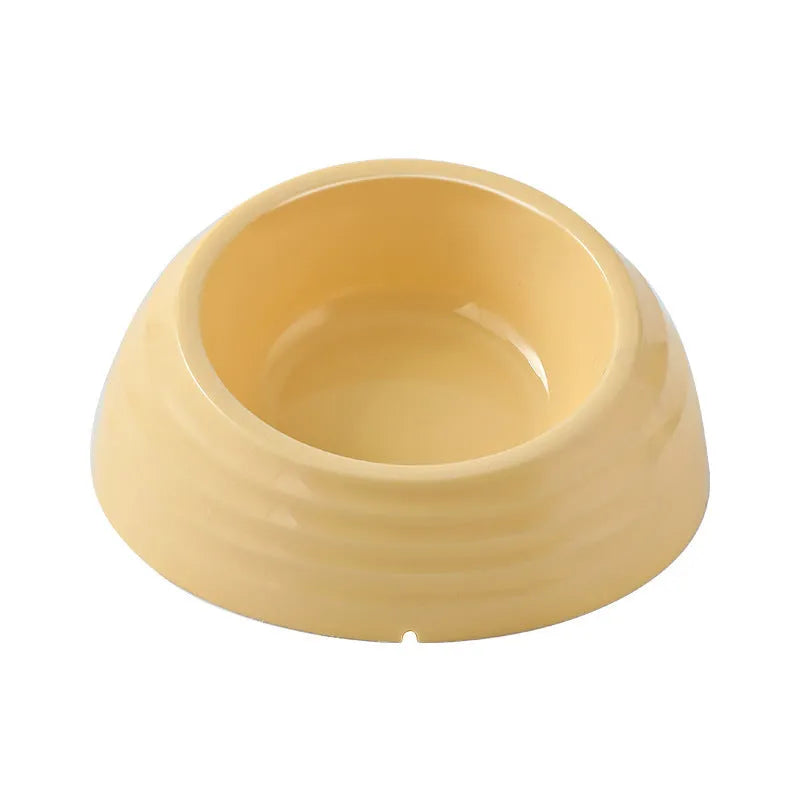Stainless steel cat bowl with plastic base in beige, brown or light green colour