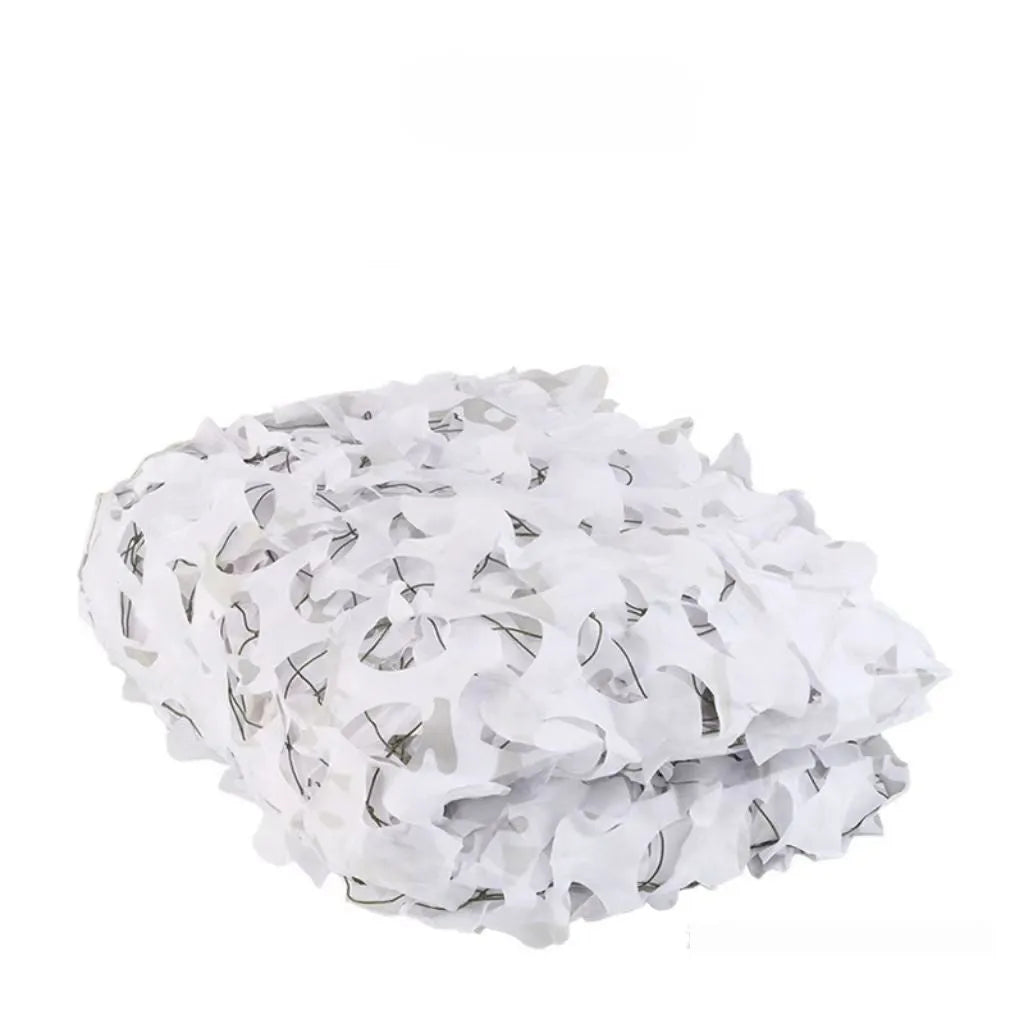 Green camouflage cover net showing multiple pattern options including desert and snow camouflage for outdoor use