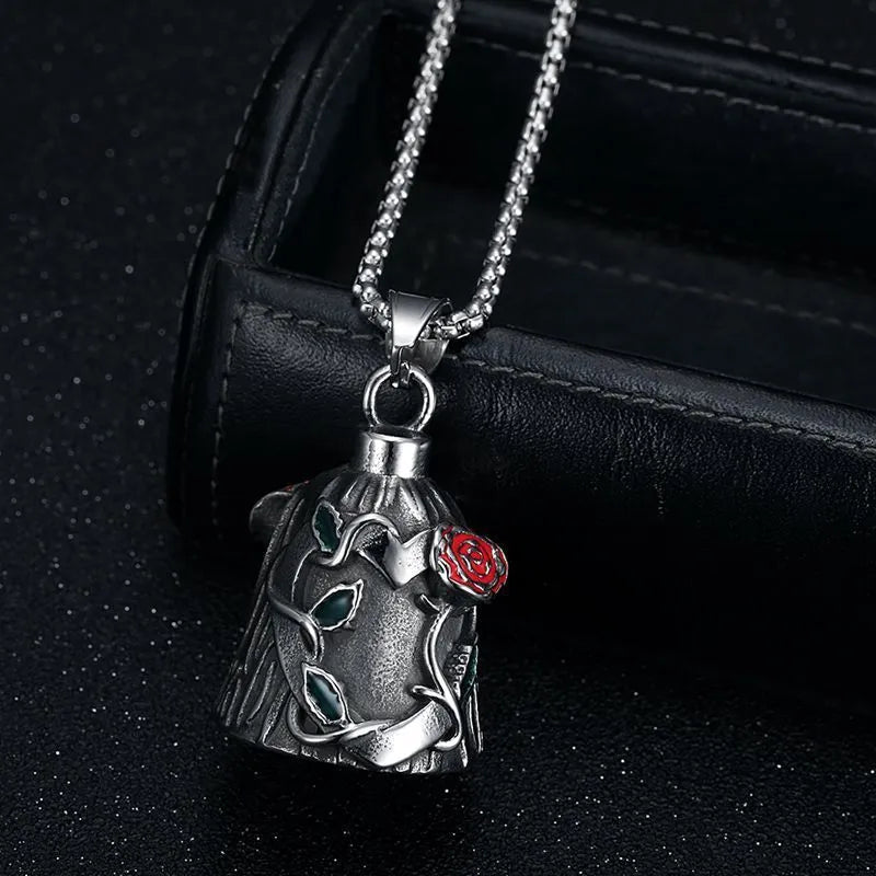Titanium steel motorcycle bell with epoxy rose design and polished retro finish