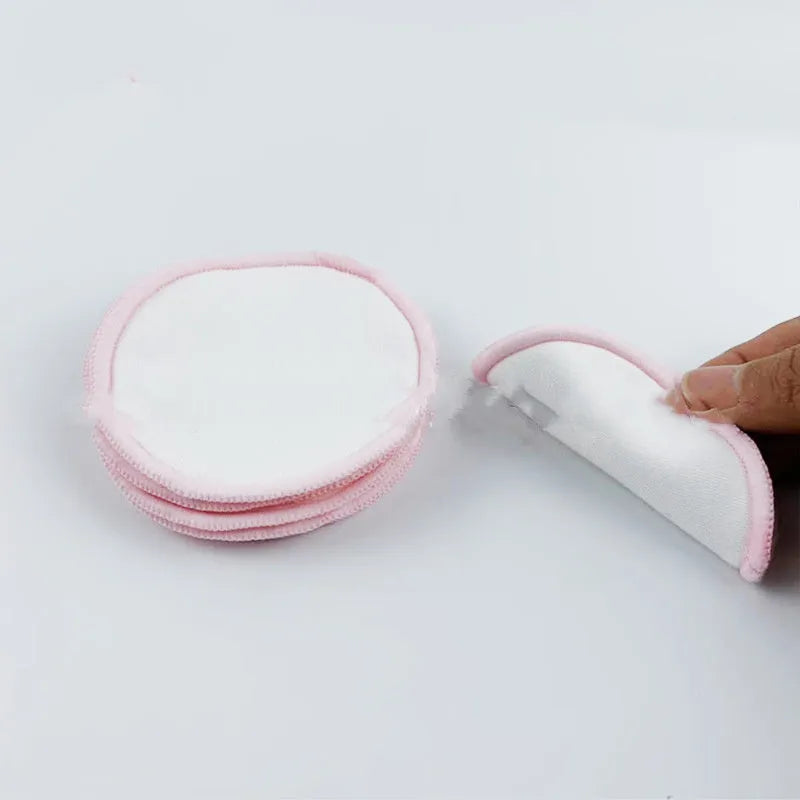 Water pink and light blue velvet makeup remover pads in 8cm size with cotton mesh storage bag