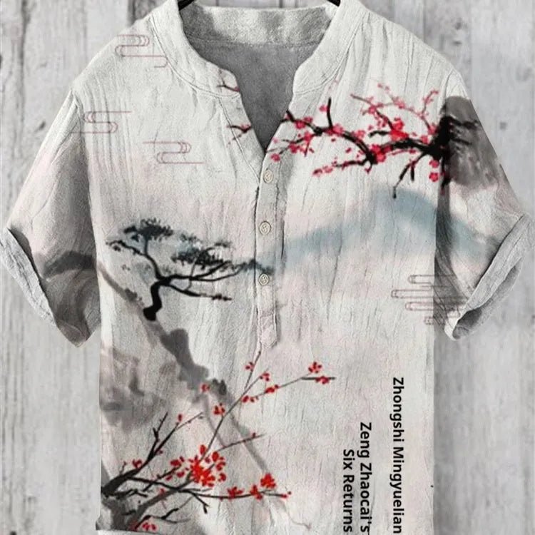 Men's 3D digital animal print short sleeve shirt in polyester fabric showing vibrant design