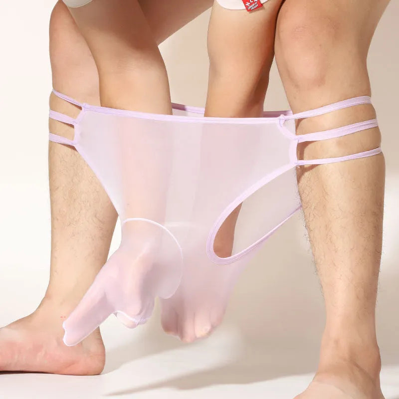 Men's transparent elephant nose nylon shorts in multiple colours on a mid waist.
