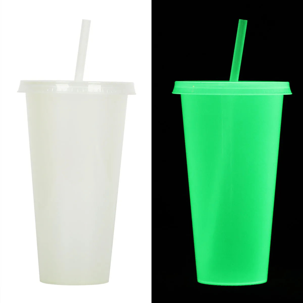 720ml Halloween plastic sippy cup with luminous straw in cylindrical design