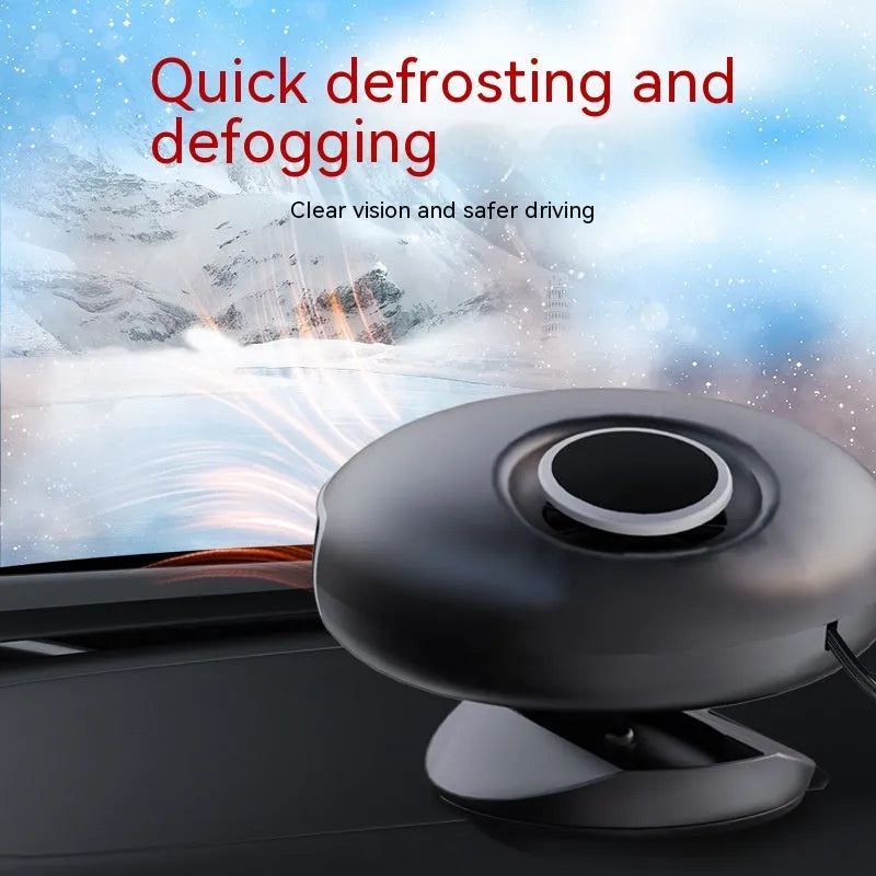 Car warm air blower heating unit in black ABS plastic housing with electrical connections