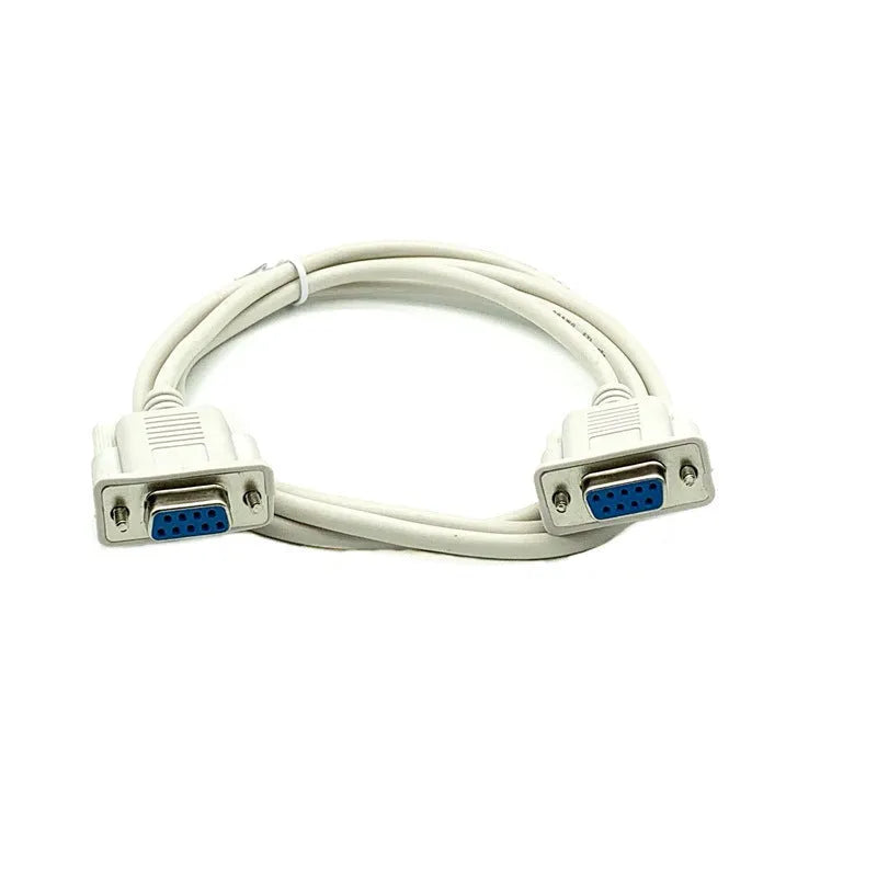Female to female RS232 serial cable with DB9 connectors and 1.5m milky white cable