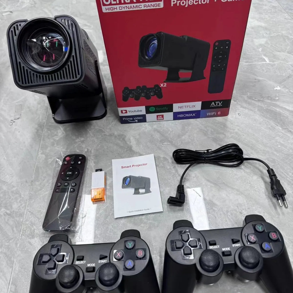 HD wireless projector for gaming with 720p resolution and multi-region power compatibility