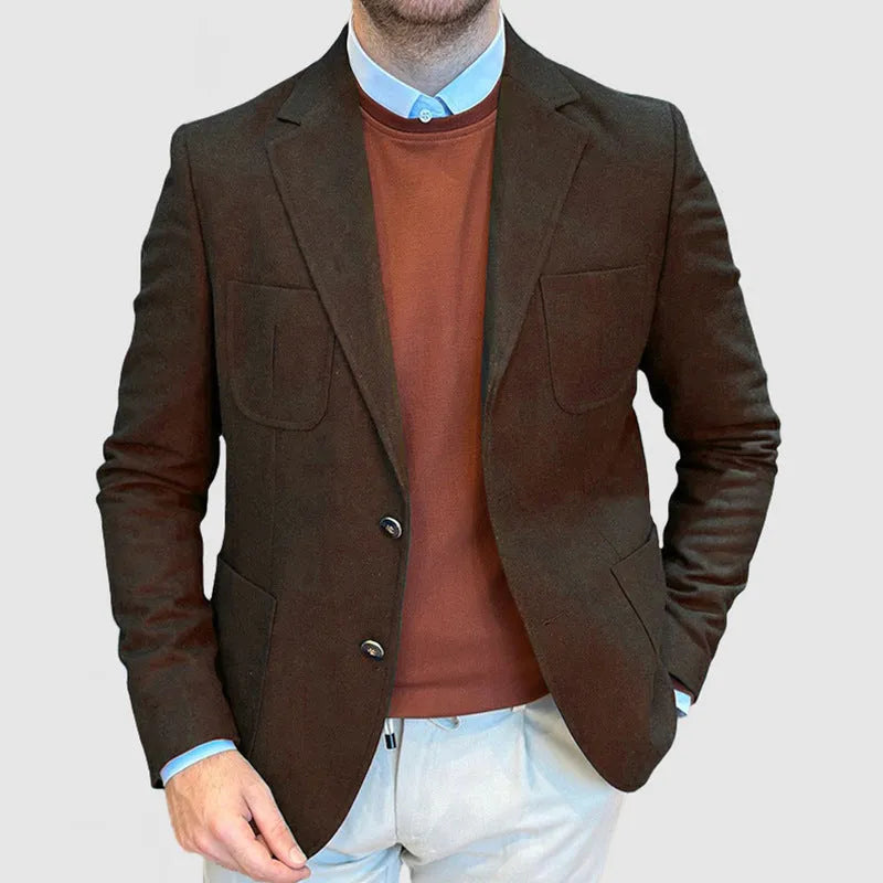 Men's loose fit casual cotton jacket in army green colour, showing retro style and smart-casual design.