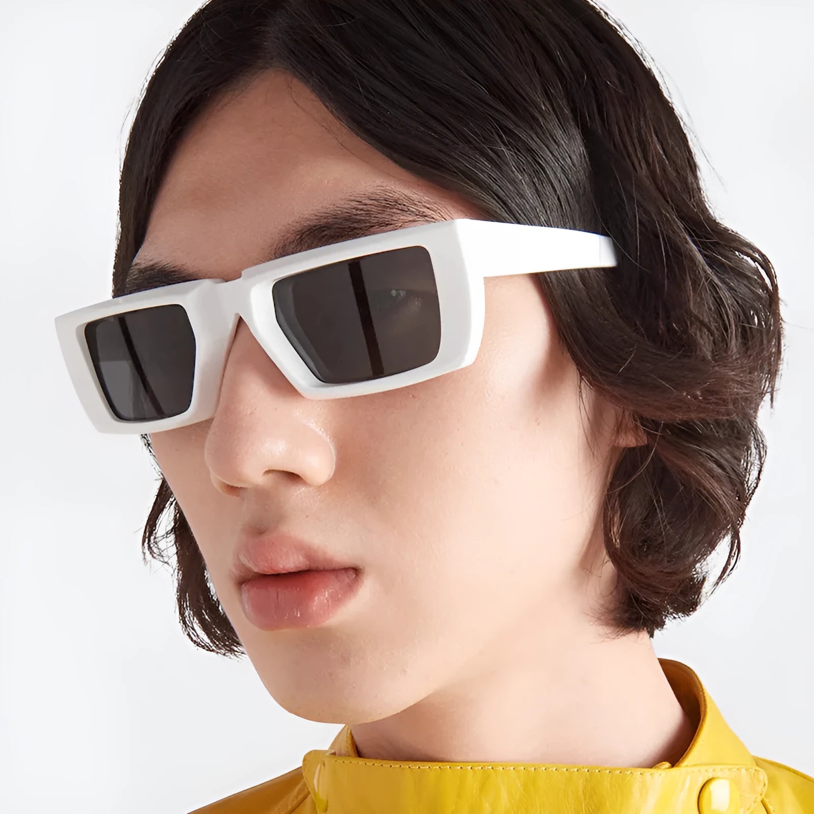 Y2K style sunglasses with UV400 lenses in a full PC frame, shown in multiple colour options.