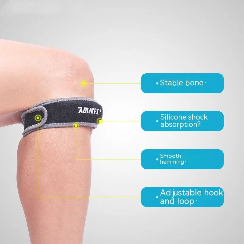 Black and grey adult patella retinaculum knee support for running cycling football sports
