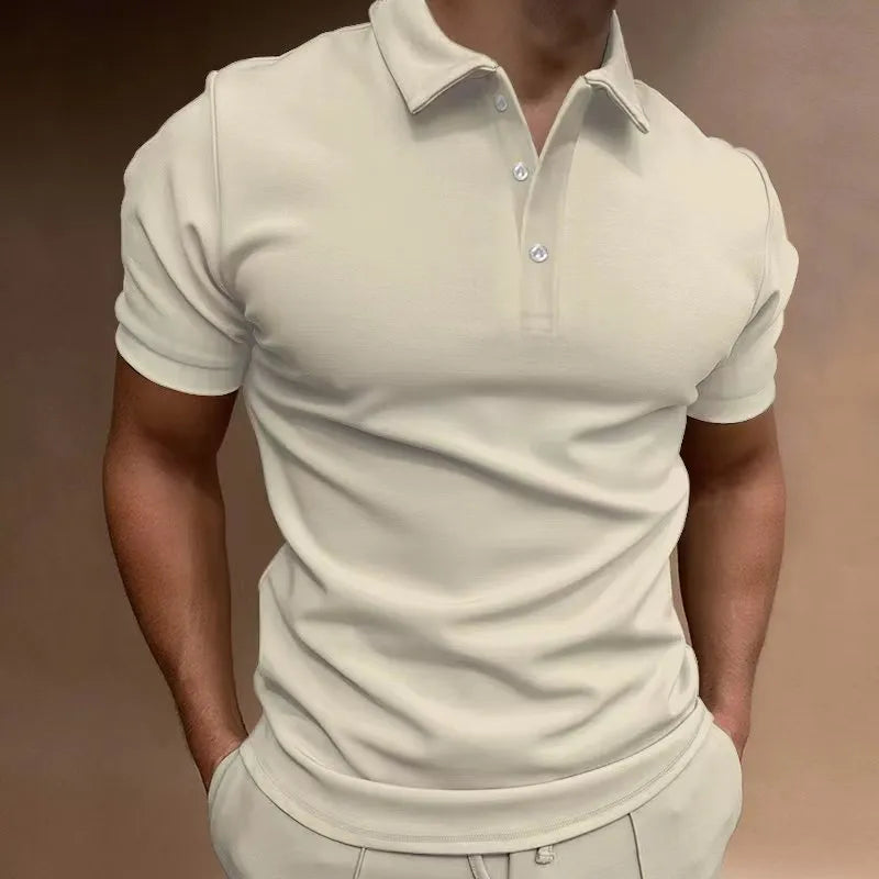 Men's loose fit cotton blend t-shirt with button front detail in multiple colour options