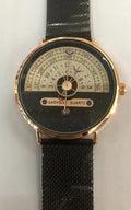 Men's gold sport watch with 40mm dial and stainless steel strap showing 24-hour display