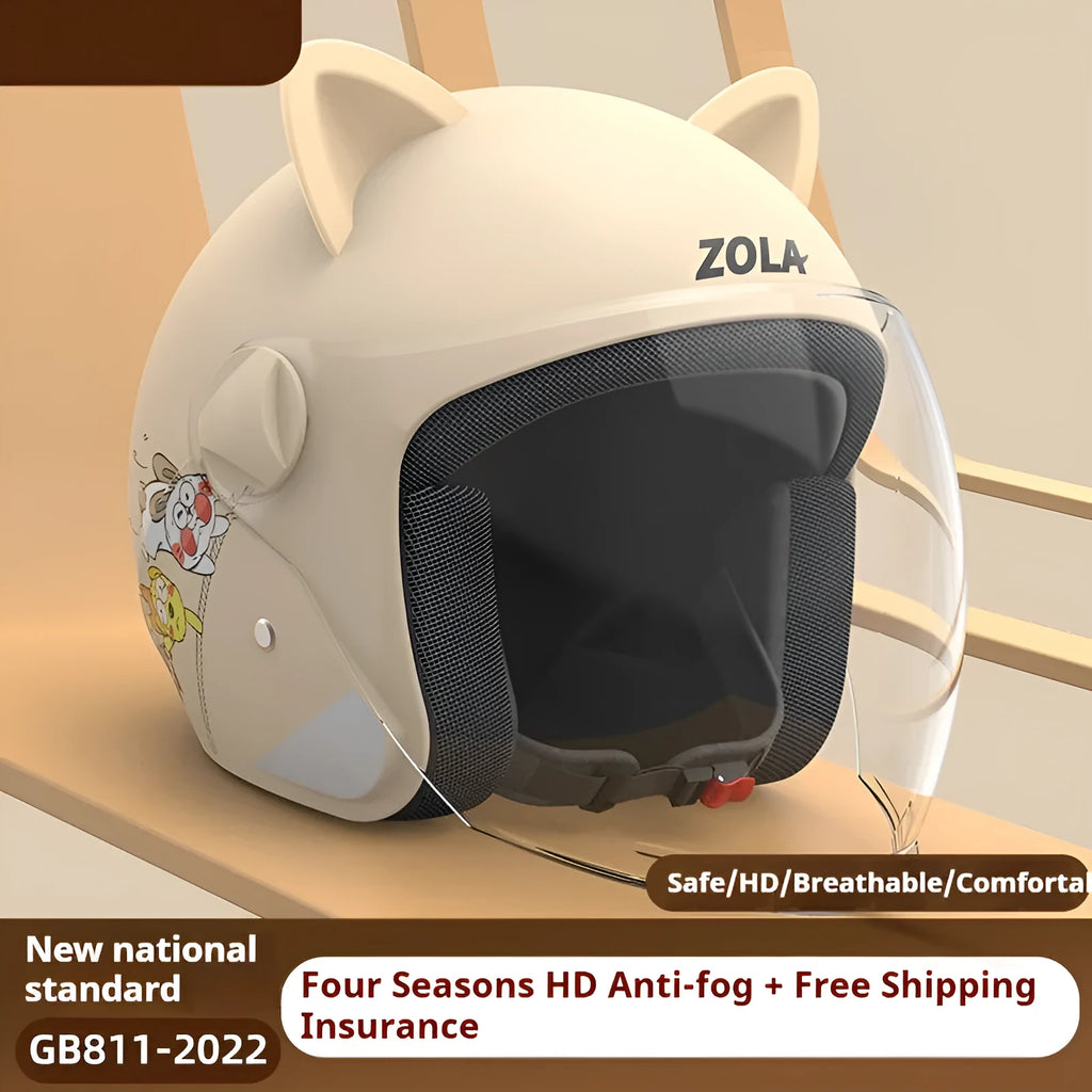 Winter electric bicycle helmet with removable scarf and anti-fog visor in blue colour